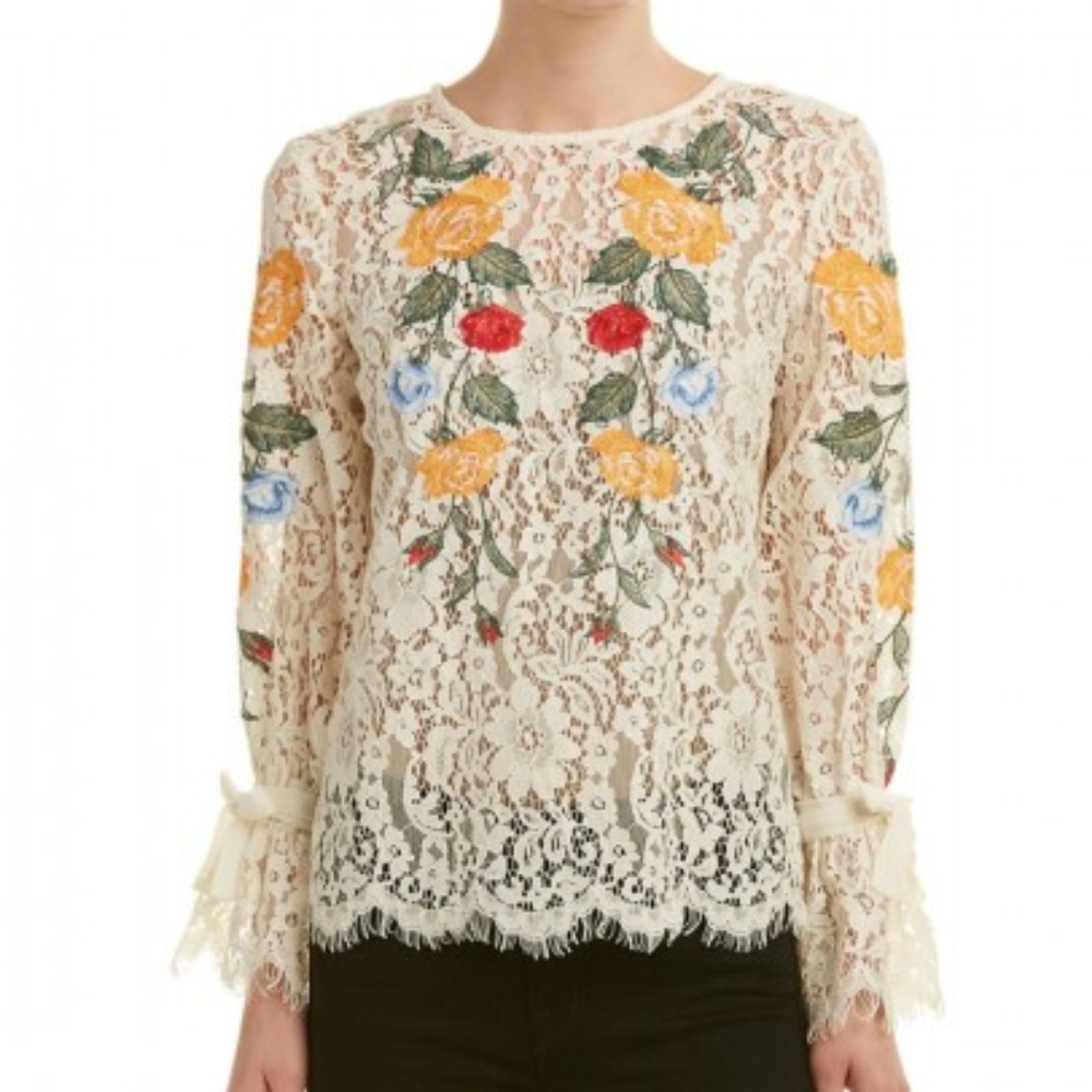 CHAMPAGNE & STRAWBERRY EMBROIDERED TOP 